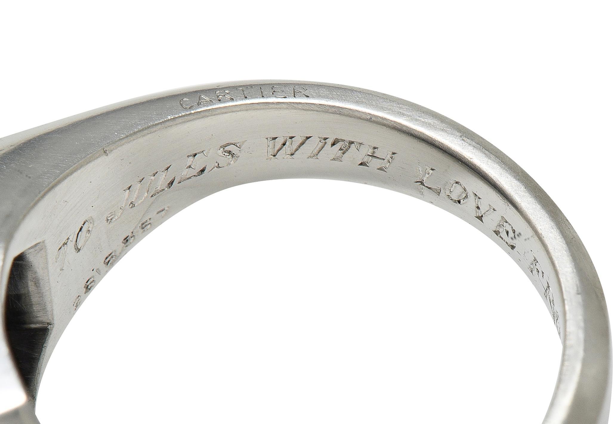 Cartier Art Deco keine Hitze Ceylon lila Saphir Platin Unisex Siegelring im Angebot 4