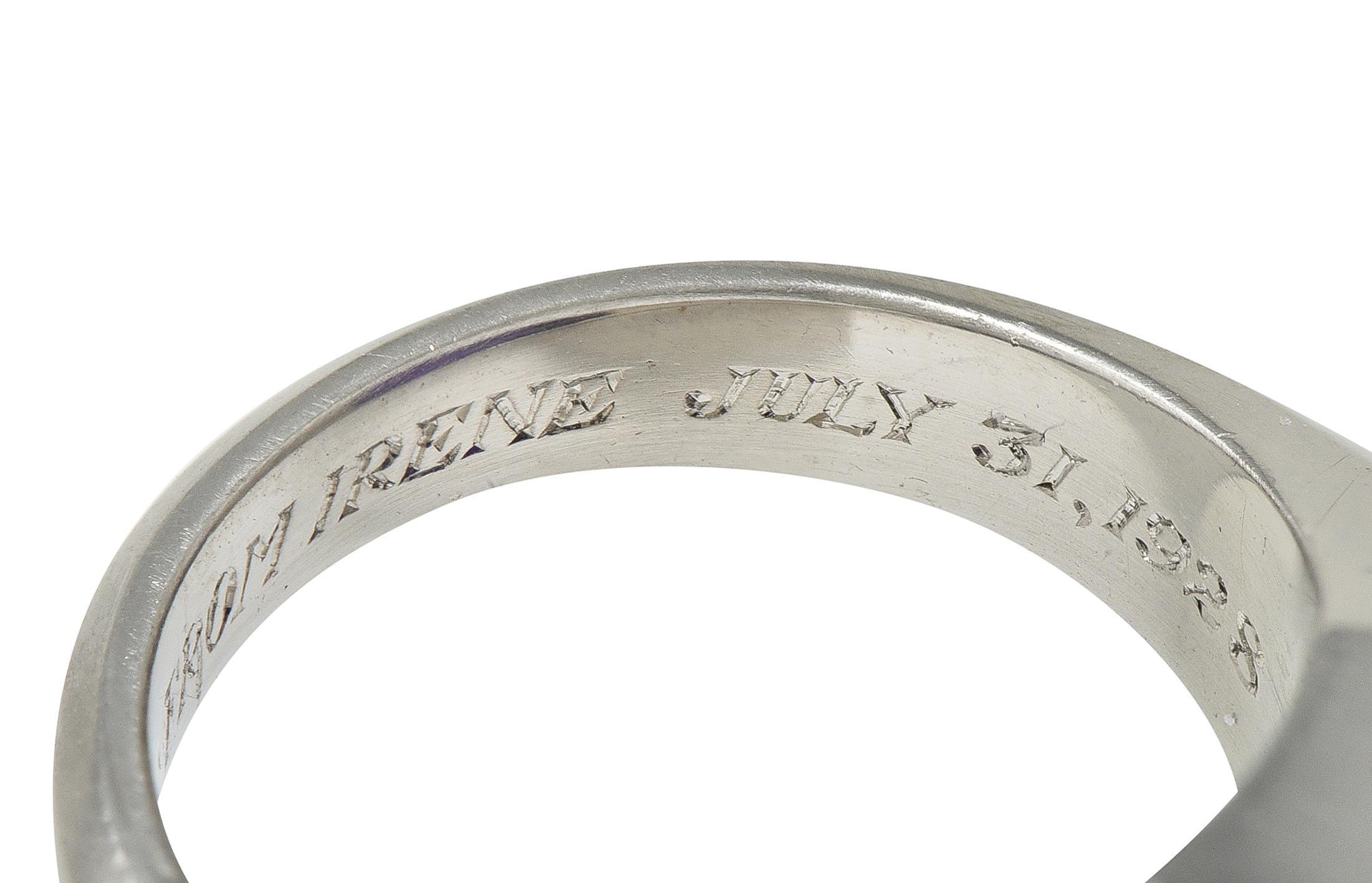 Cartier Art Deco keine Hitze Ceylon lila Saphir Platin Unisex Siegelring im Angebot 5