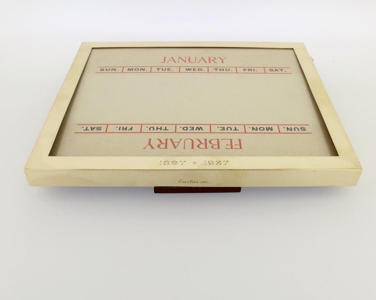 Cartier Art Deco Period 14 Karat Gold Desk Calendar or Picture Frame at
