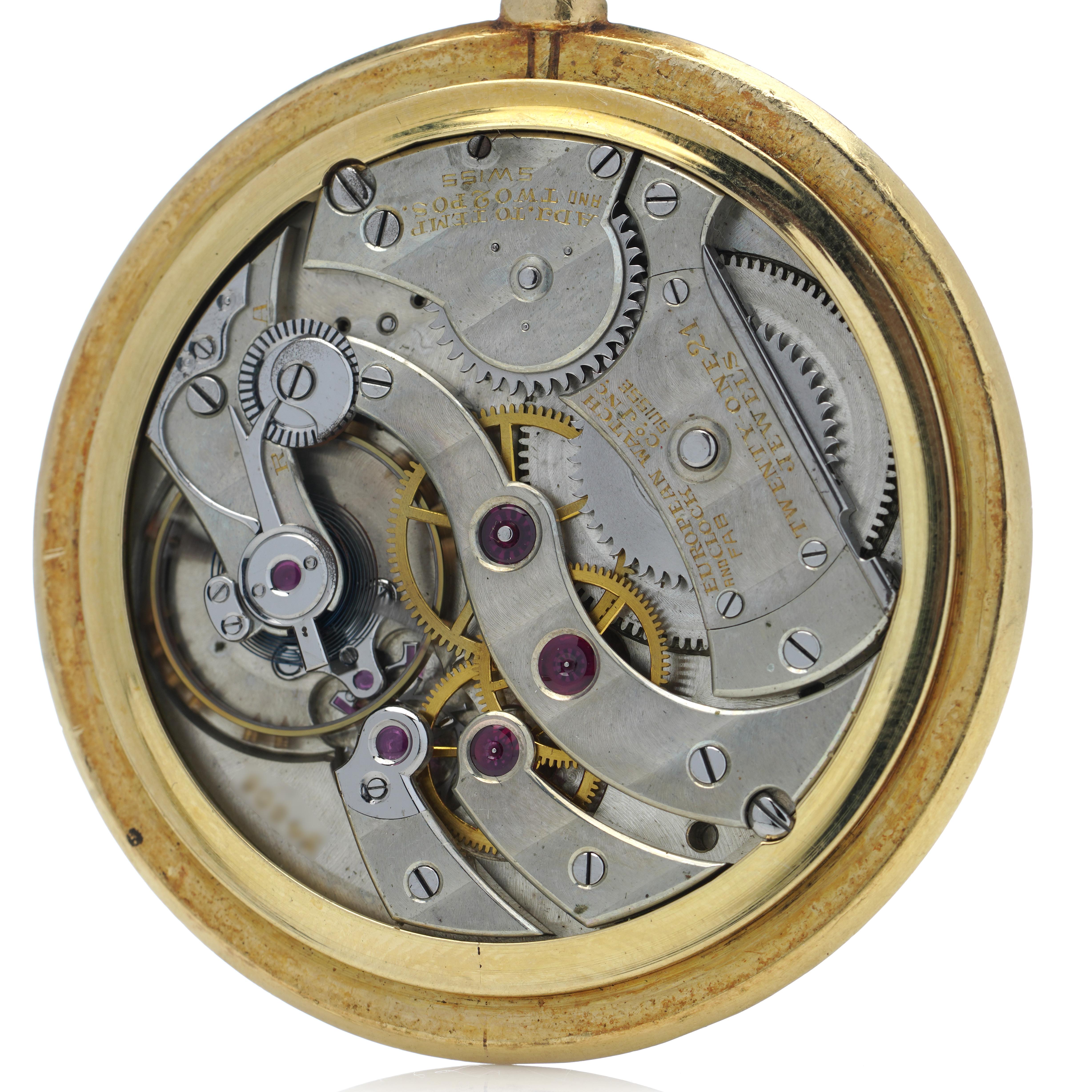 Cartier: 18 Karat Gelbgold EWC-Uhr mit offenem Zifferblatt und runder EWC-Armbanduhr, Art déco-Periode  im Angebot 1