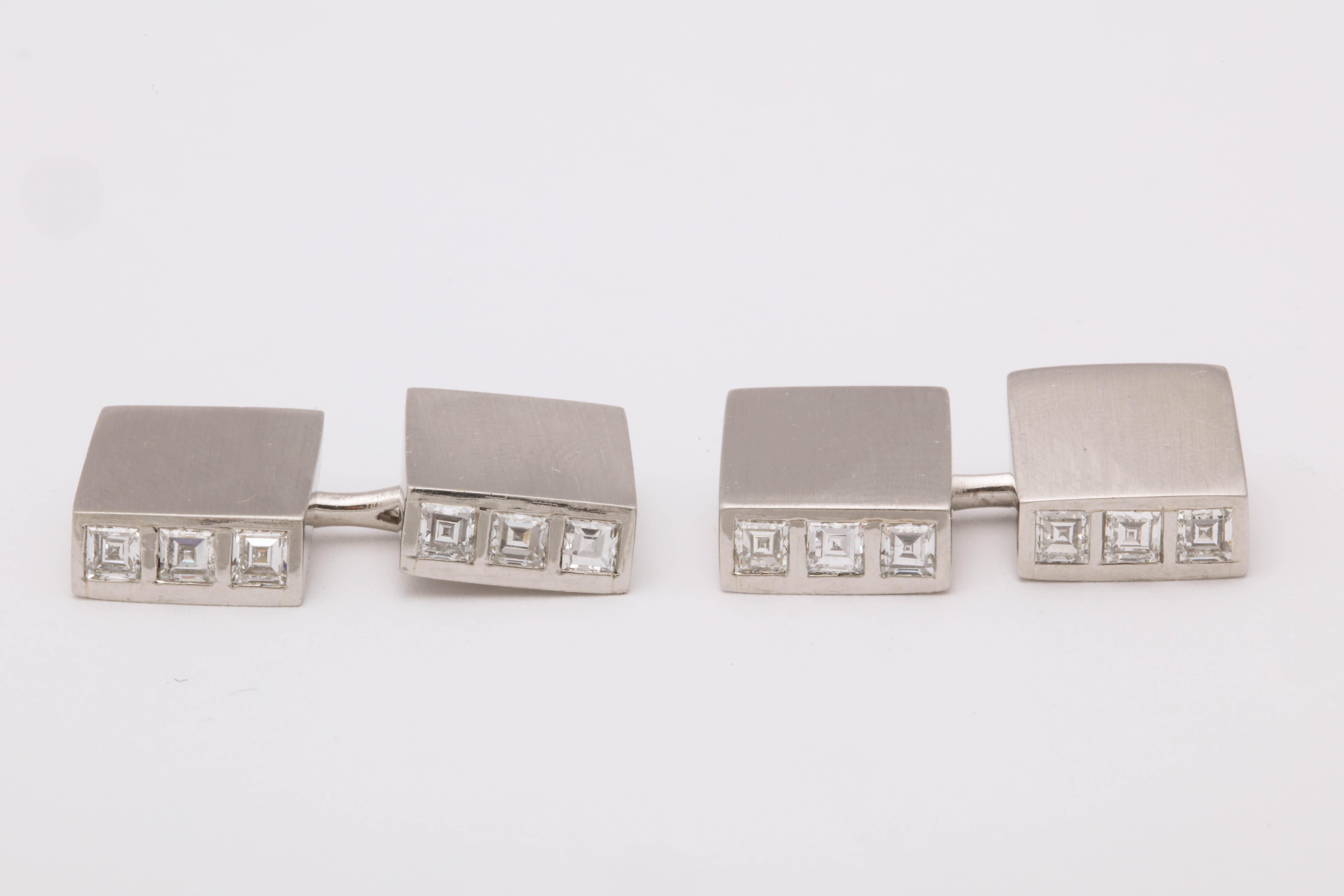 Cartier Art Deco Platinum and Diamond Cufflinks 1