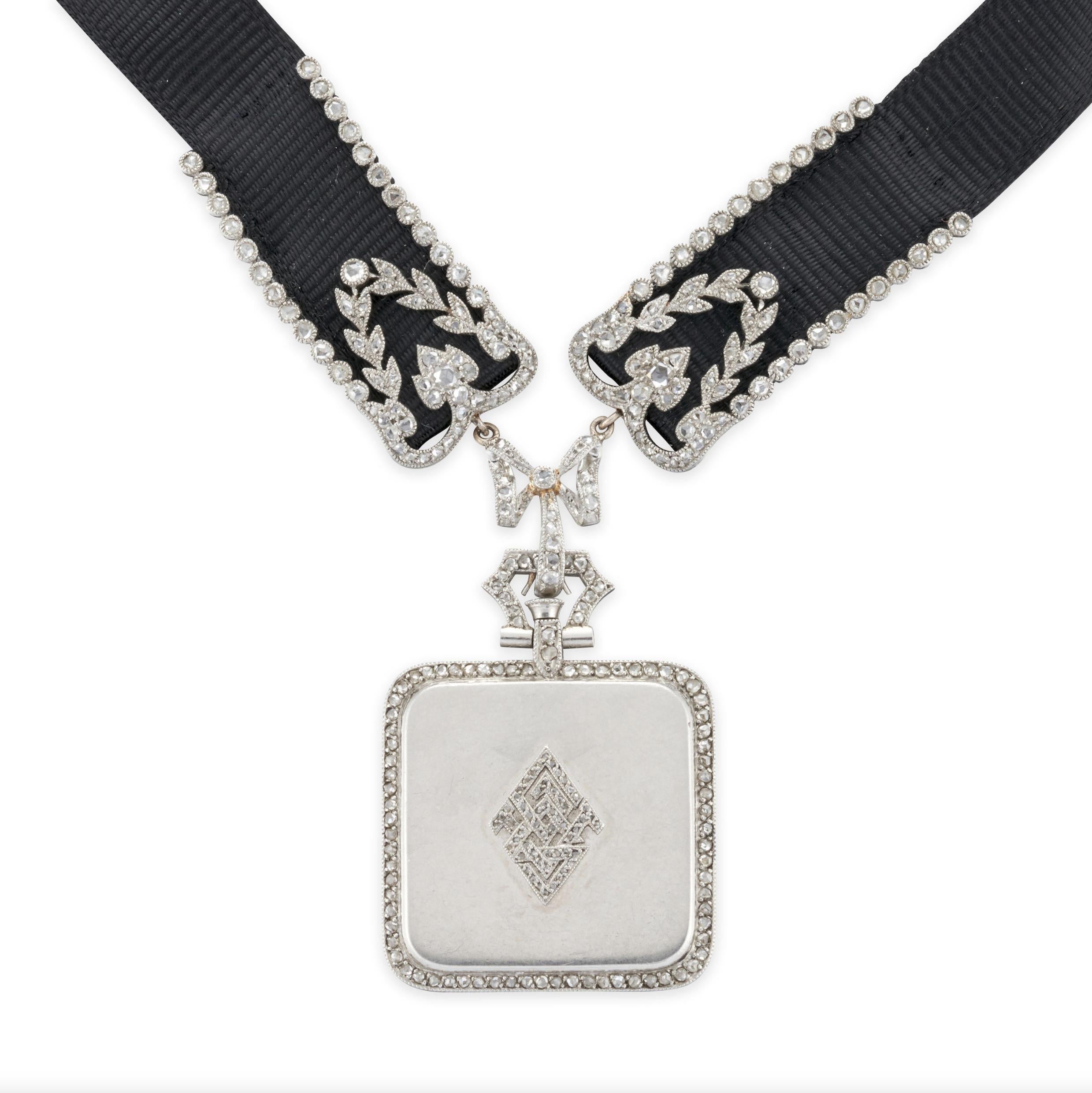 Cartier Art Deco Platinum and Diamond Pendant Watch In Good Condition For Sale In New York, NY