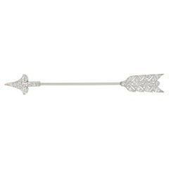 Cartier Art Deco Platinum Diamond Arrow Jabot Brooch, 1925