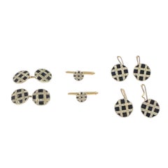 Cartier Art Deco Platinum Gold Onyx and Diamond Tuxedo Dress Set