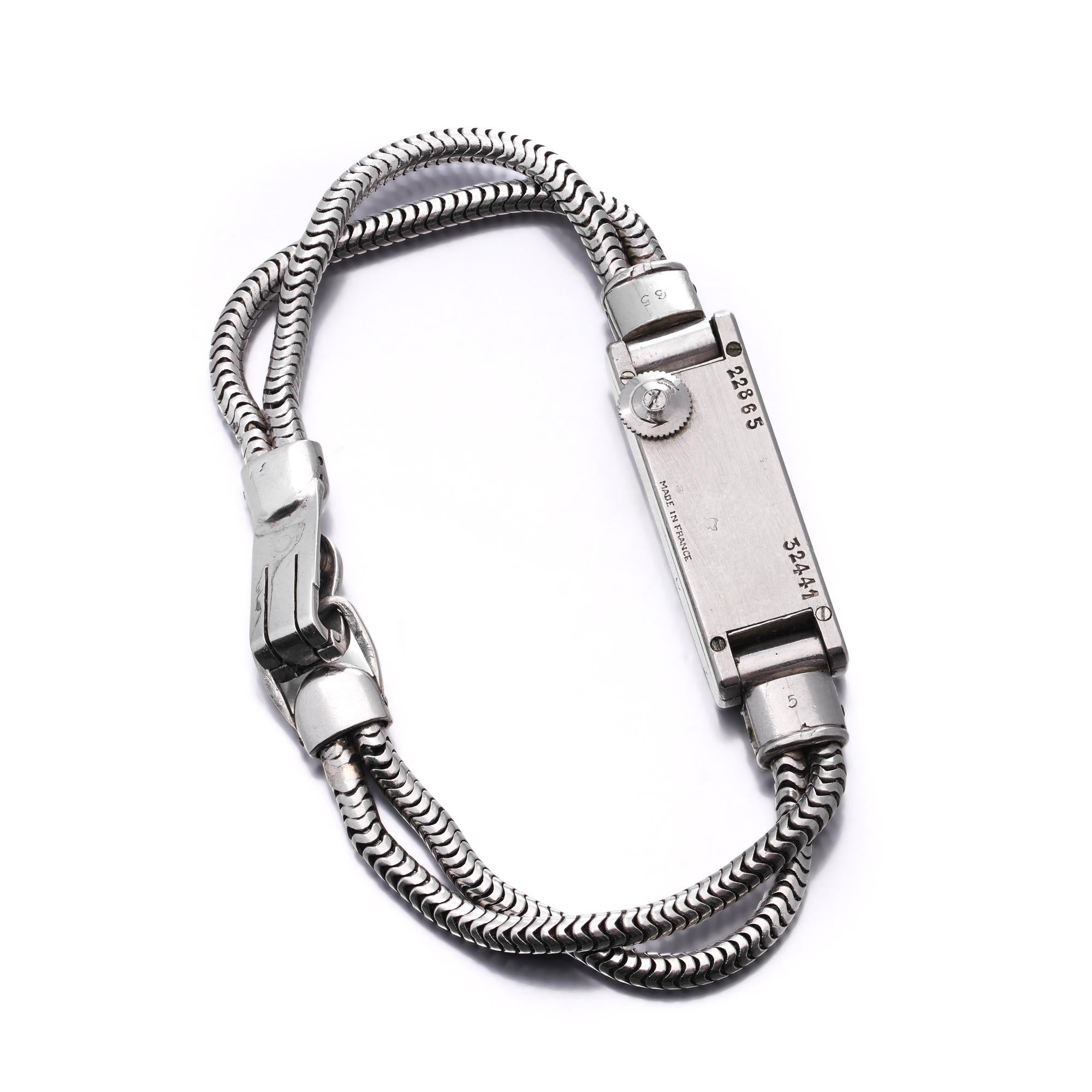 Reloj de pulsera Cartier Art Déco de platino para señora en venta 1
