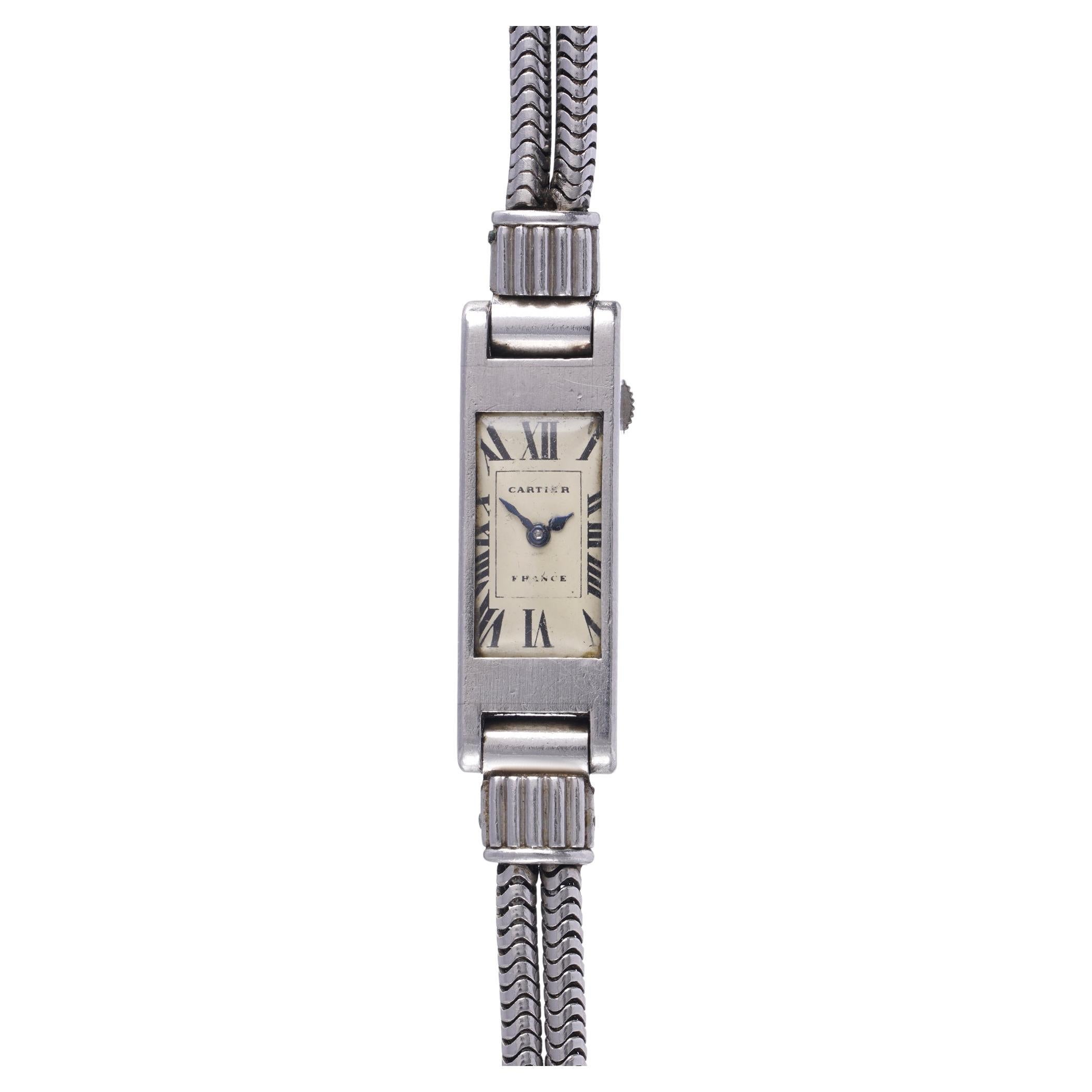 Cartier Art Deco Platinum Ladies Cocktail Wristwatch