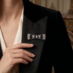 Cartier Art Deco Platinum Rose Cut Diamond Bow Brooch