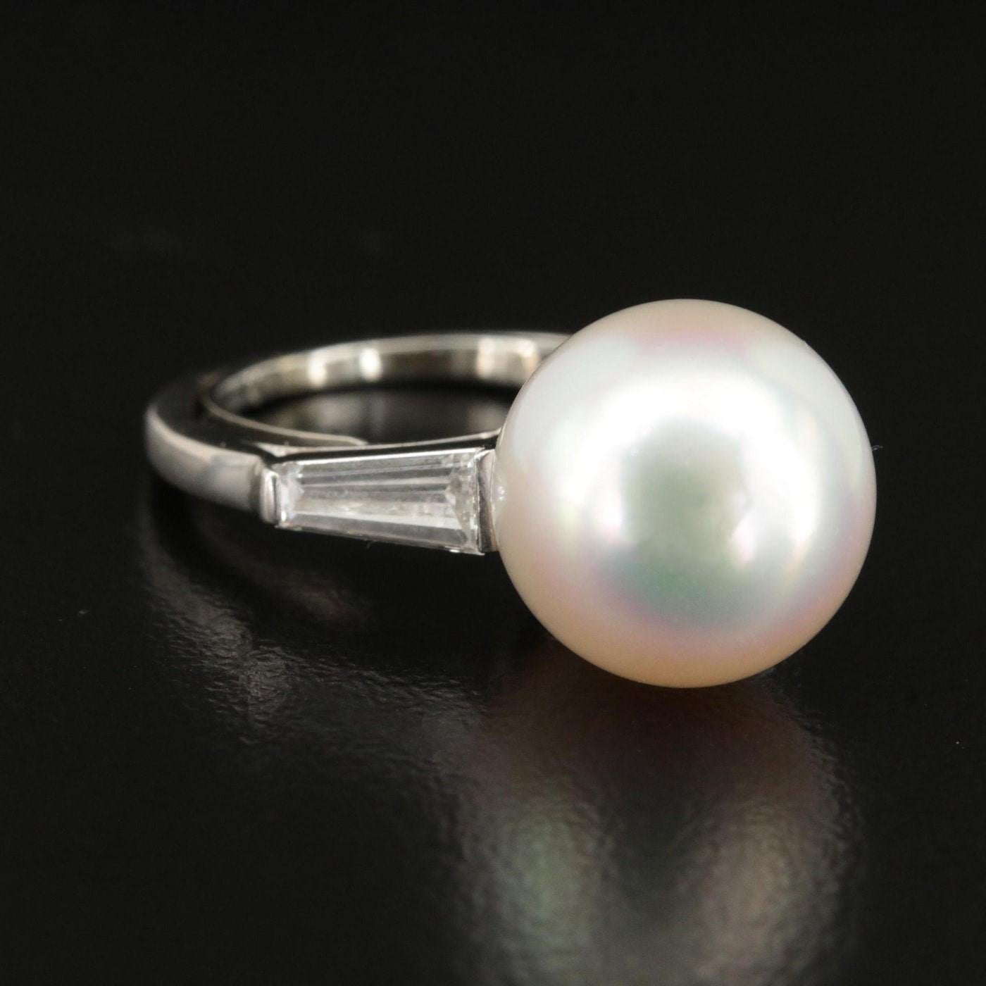 Cartier Art Deco Platinum South Sea Pearl & Diamond Ring With GIA Report For Sale 11