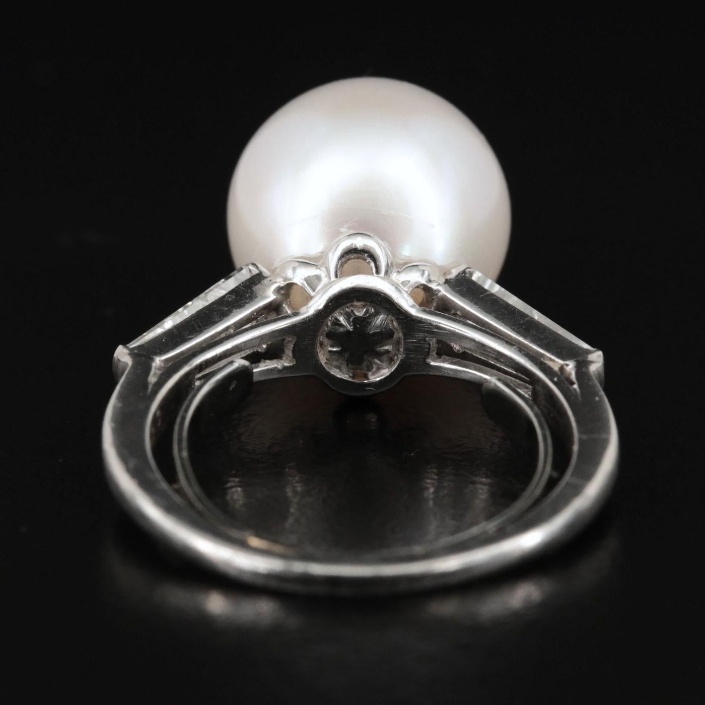 Cartier Art Deco Platinum South Sea Pearl & Diamond Ring With GIA Report For Sale 12