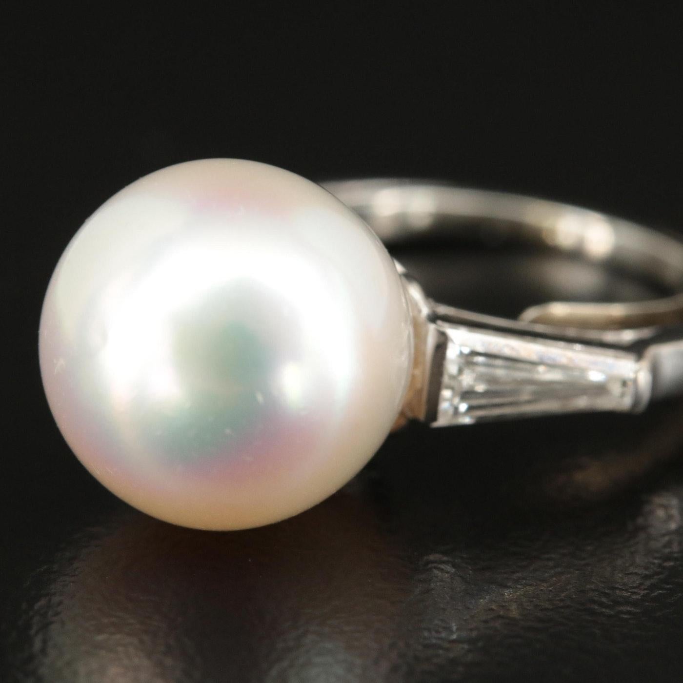 Cartier Art Deco Platinum South Sea Pearl & Diamond Ring With GIA Report For Sale 14