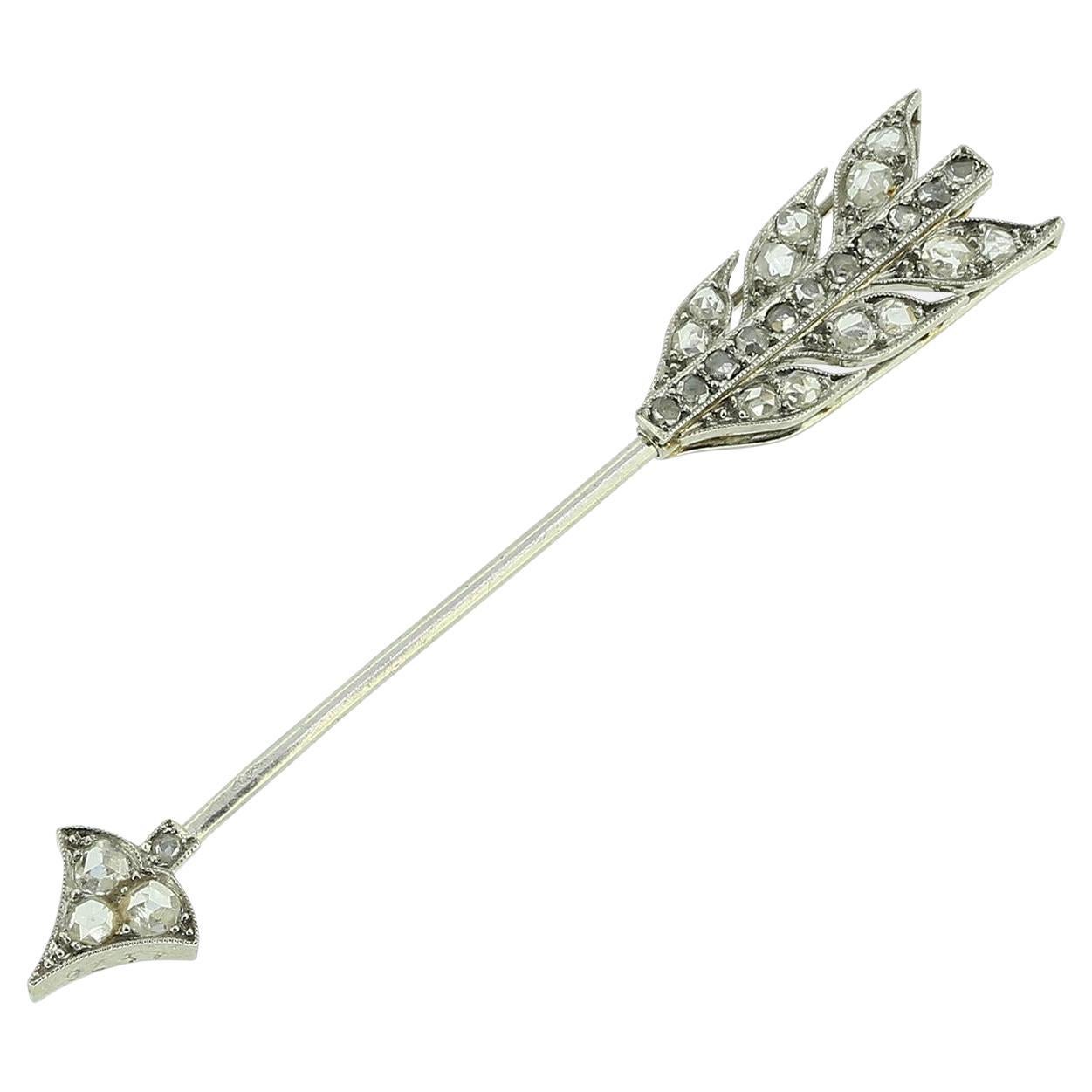 Cartier Art Deco Rose Cut Diamond Arrow Jabot Pin