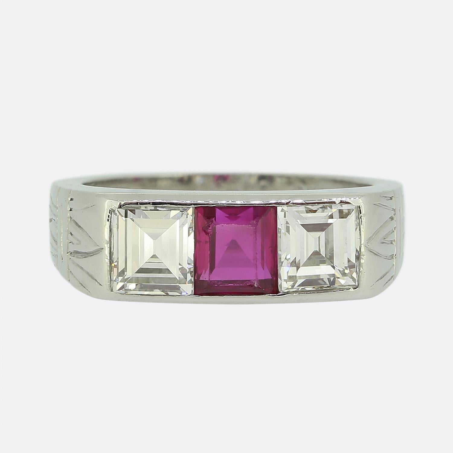 Cartier Ruby Sapphire and Diamond Three-Stone Rings Set In condizioni buone in vendita a London, GB