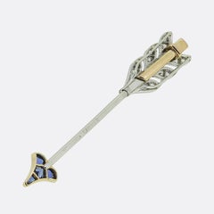 Cartier Art Deco Sapphire and Diamond Arrow Jabot Pin