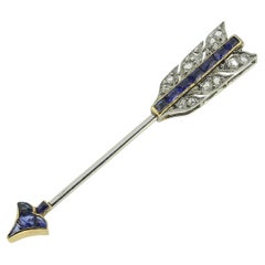Cartier Art Deco Sapphire and Diamond Arrow Jabot Pin
