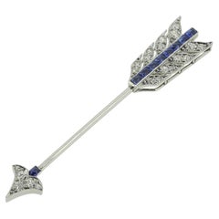 Cartier Art Deco Sapphire and Diamond Arrow Jabot Pin Cartier Art Deco Sapphire and Diamond Arrow Jabot Pin
