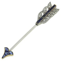 Cartier Art Deco Sapphire and Diamond Arrow Jabot Pin