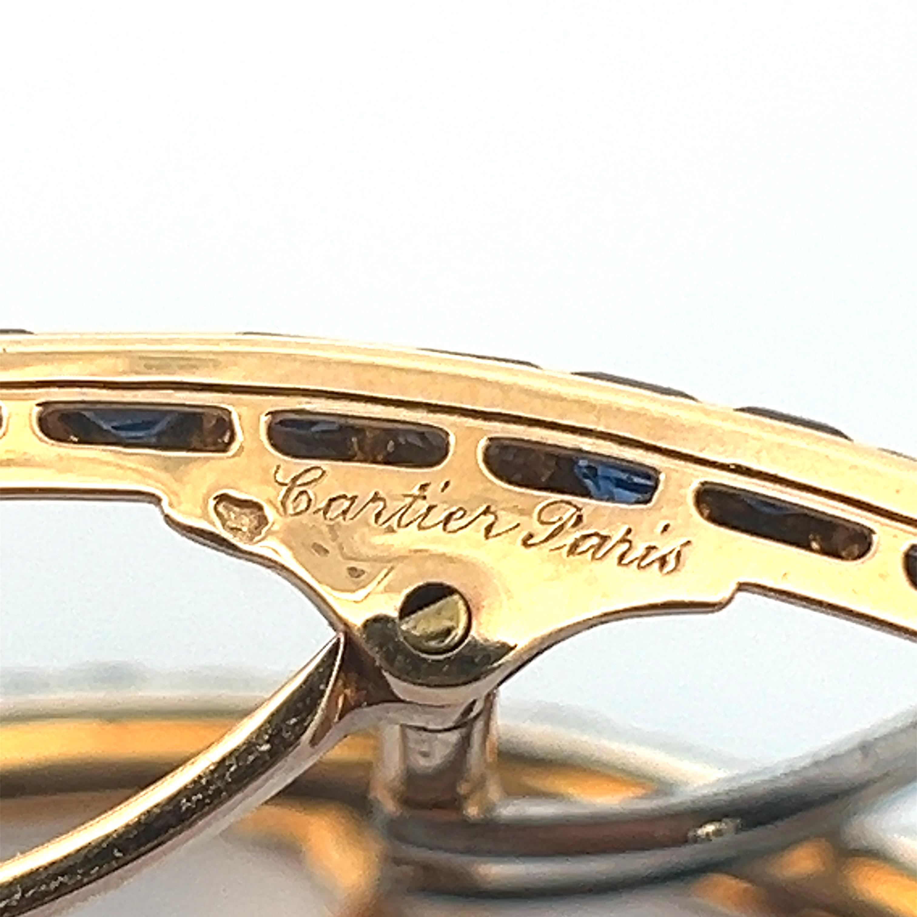 Cartier Art Deco Gürtelschnalle mit Saphiren und Diamanten (Art déco) im Angebot