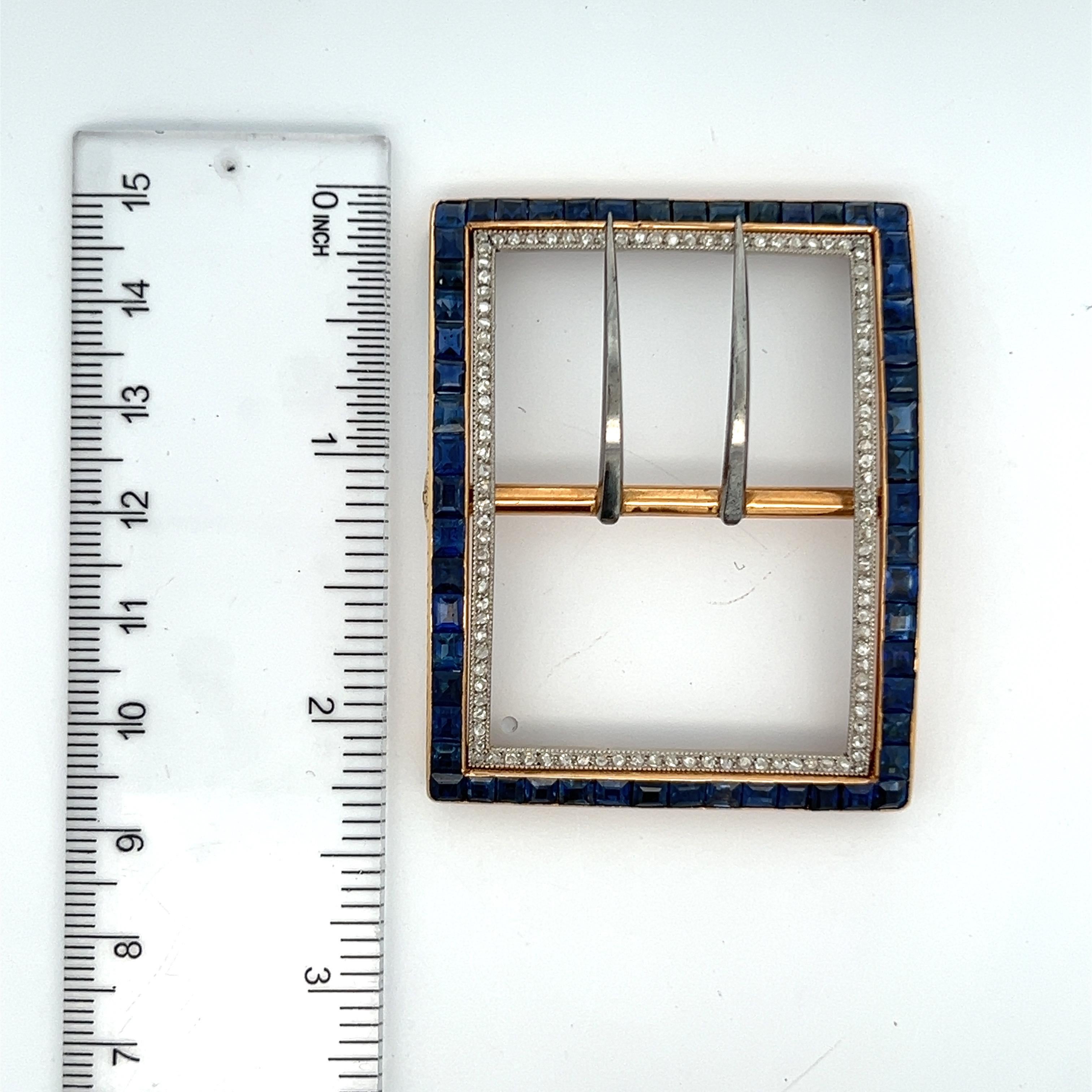 Cartier Art Deco Gürtelschnalle mit Saphiren und Diamanten (Gemischter Schliff) im Angebot