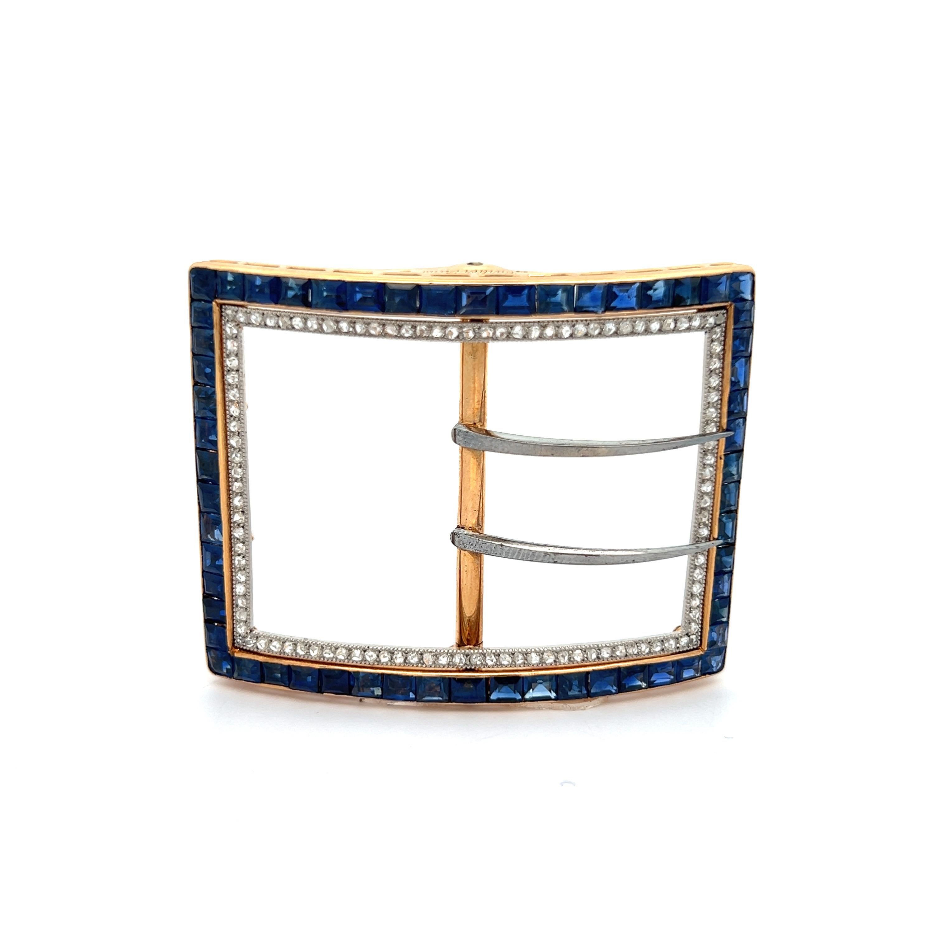 Cartier Art Deco Gürtelschnalle mit Saphiren und Diamanten Herren im Angebot