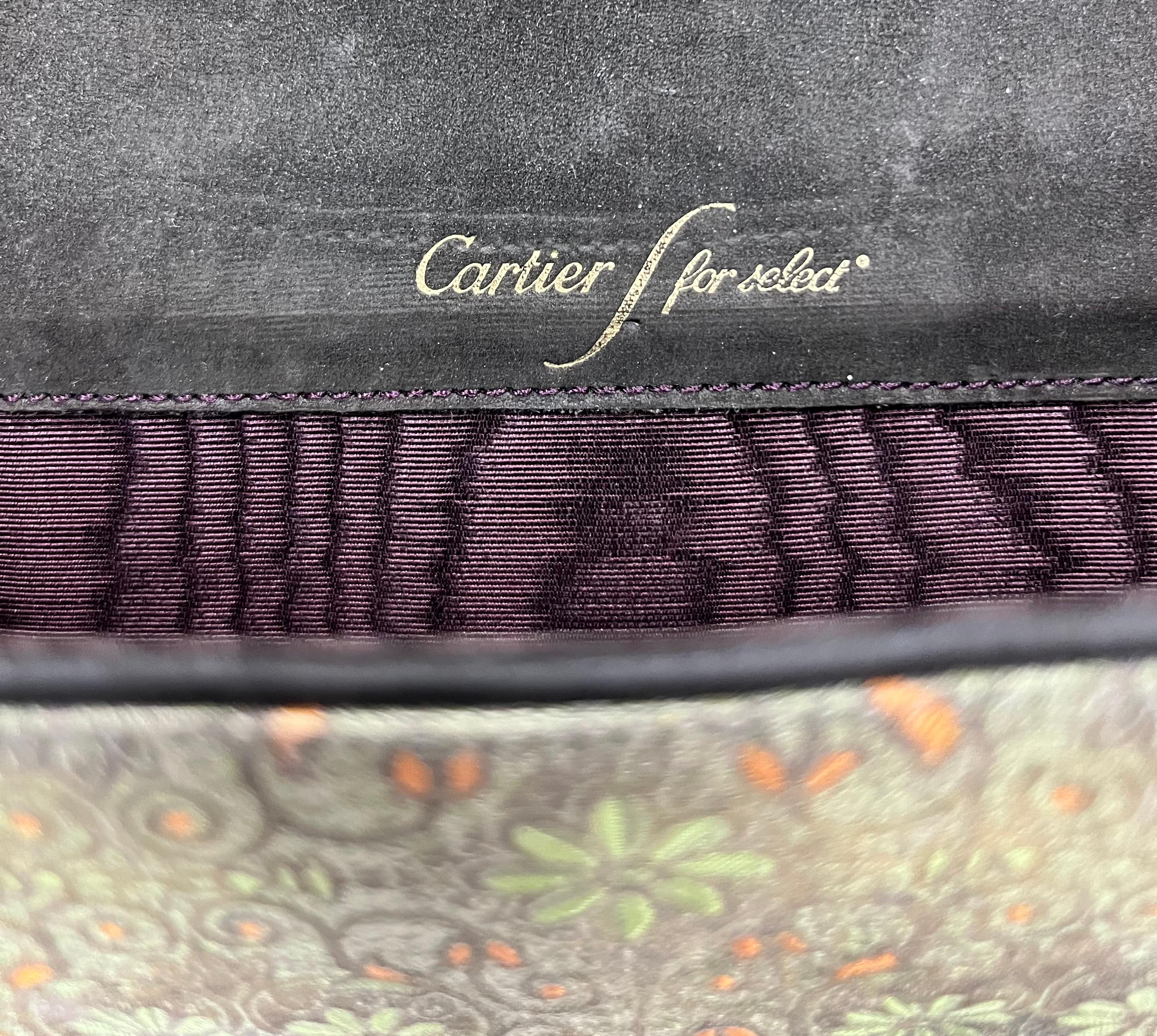 Taille ronde Cartier - Sac de soirée Art déco en soie et cuir en vente