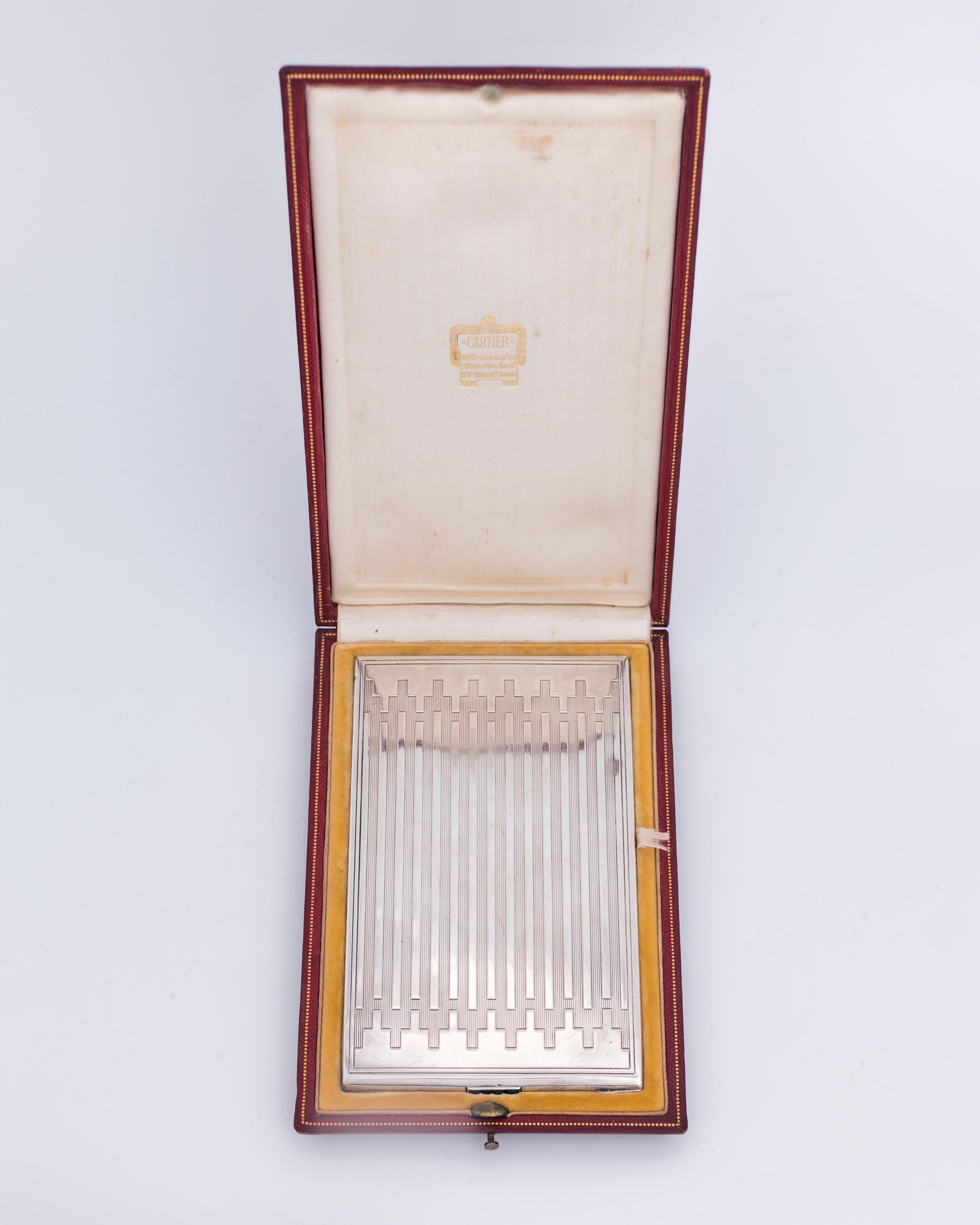 Women's or Men's Cartier, Art Deco Silver and Onyx Cigarette Case, circa 1925