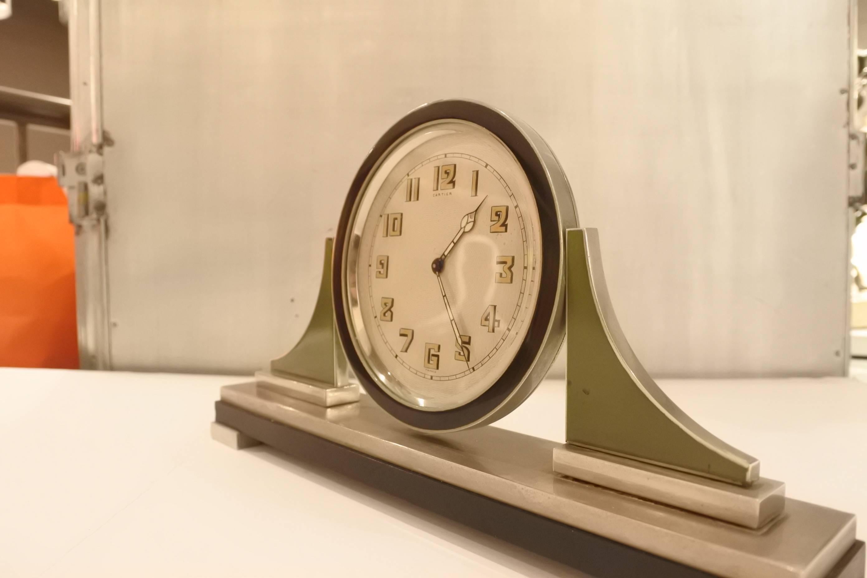Modern Cartier Art Deco Table Clock