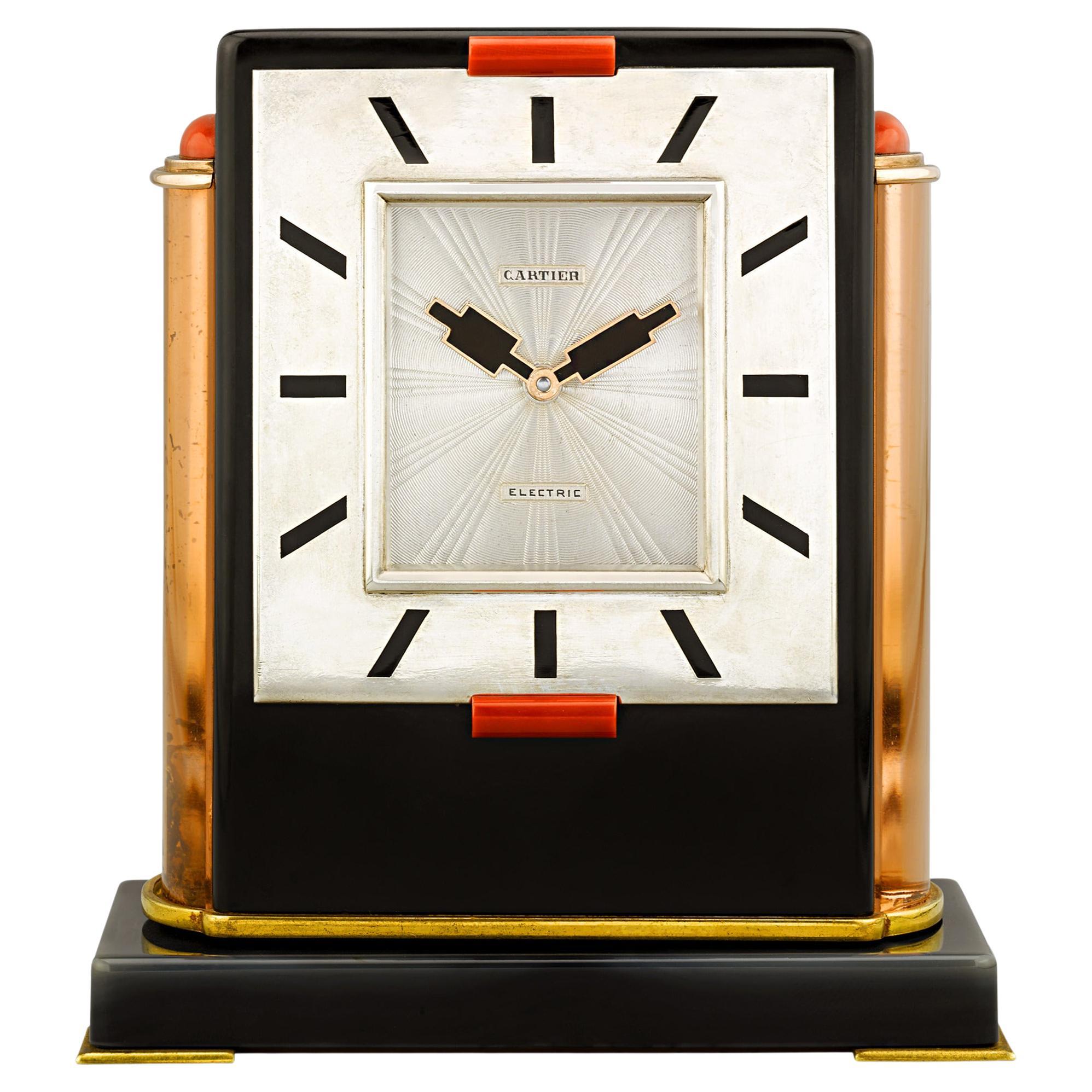 Vintage Cartier Desk Clock Double Face Brass For Sale at 1stDibs