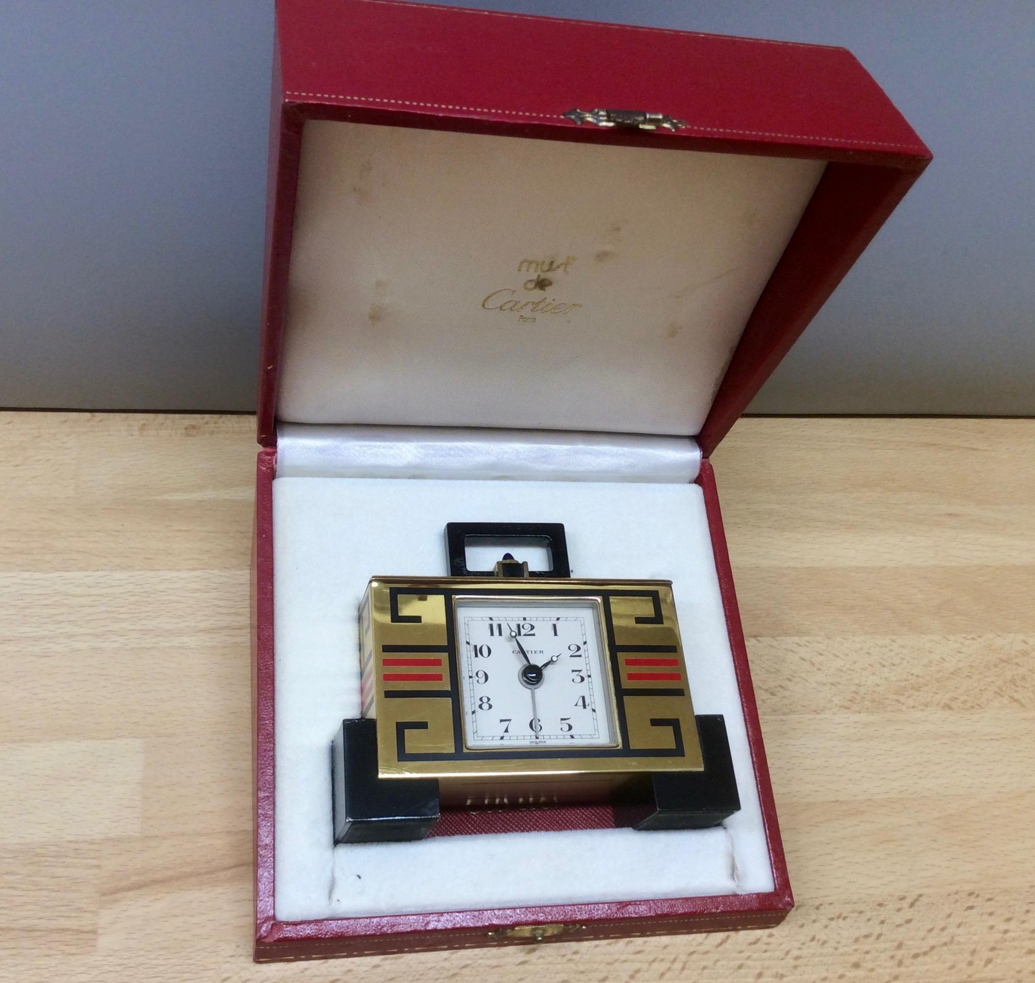 Brass Cartier Art Deco Travel / Alarm Clock