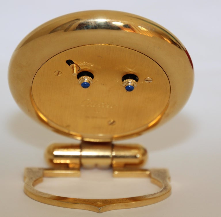 Cartier Art Deco Travel Quartz 24Karat GoldPlated Desk Clock Vintage at 1stDibs