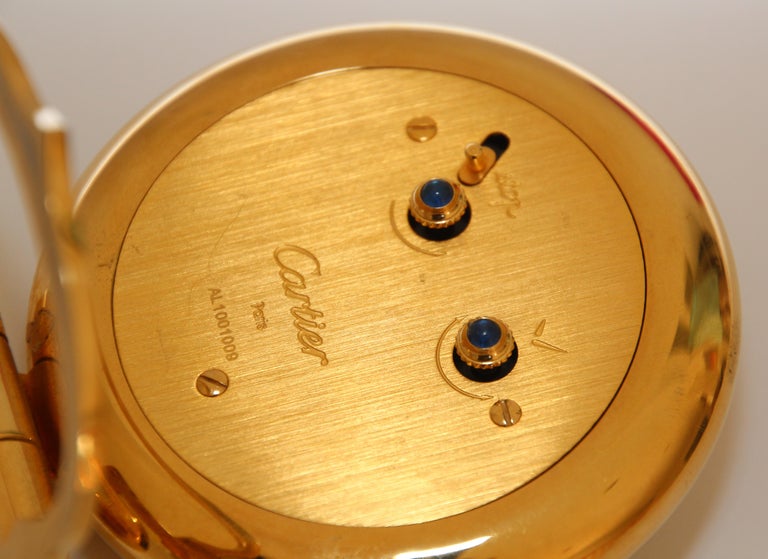 Cartier Art Deco Travel Quartz 24Karat GoldPlated Desk Clock Vintage at 1stDibs