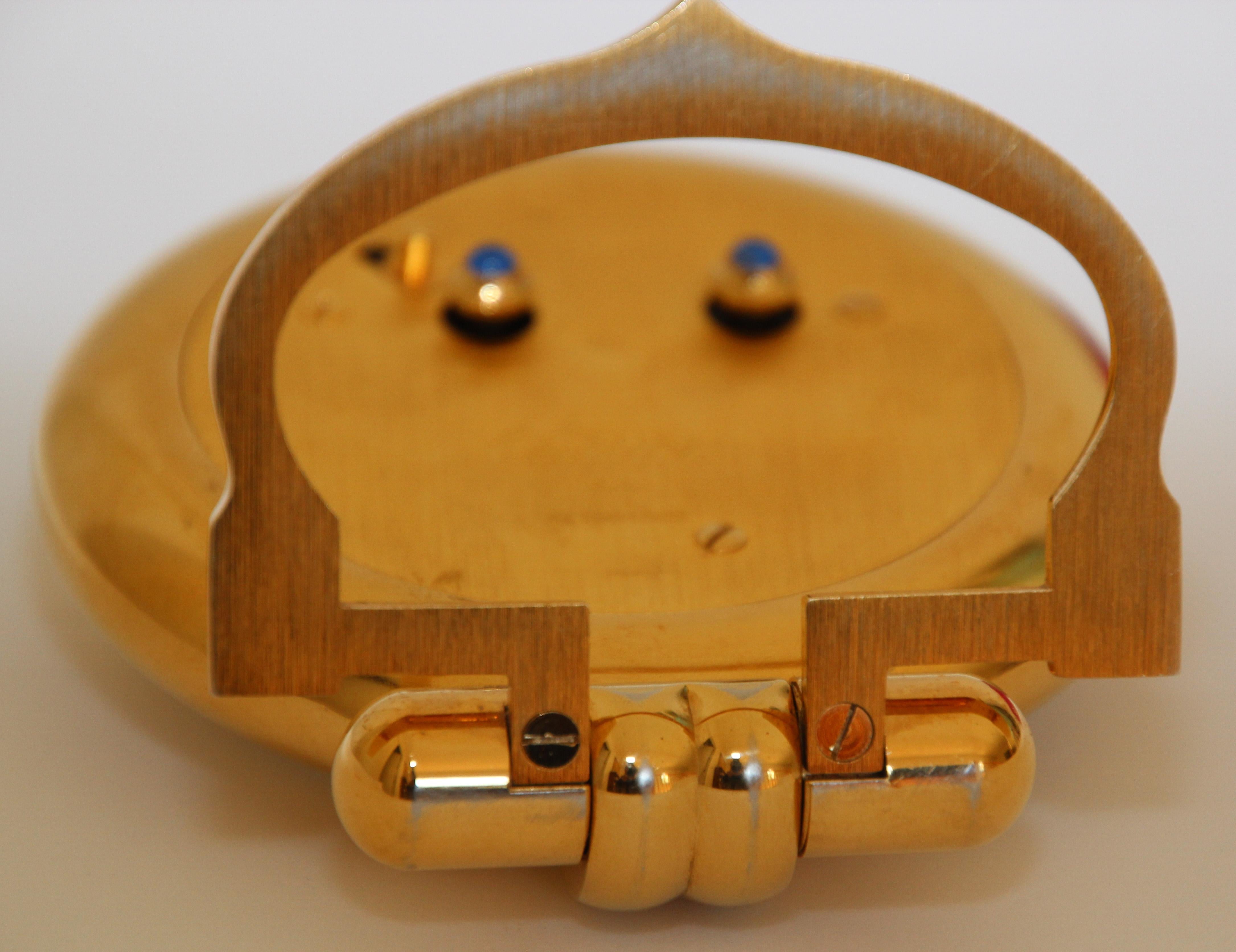 Cartier Art Deco Travel Quartz 24-Karat Gold-Plated Desk Clock Vintage 5