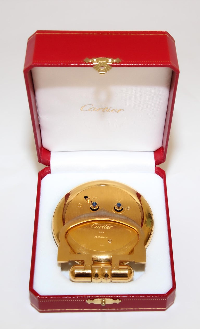 Cartier Art Deco Travel Quartz 24Karat GoldPlated Desk Clock Vintage at 1stDibs