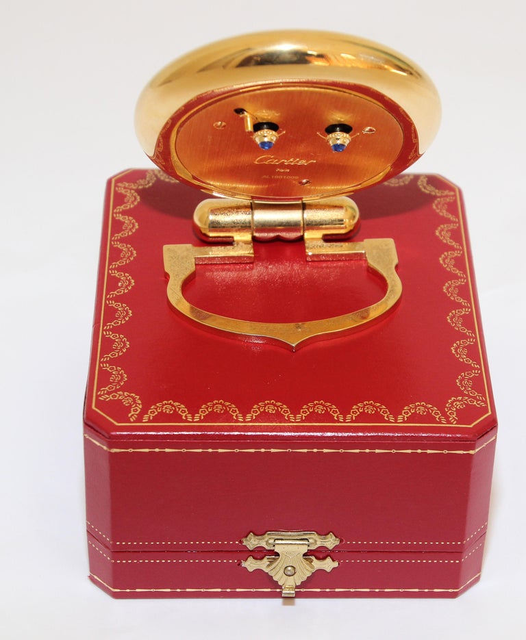 Cartier Art Deco Travel Quartz 24Karat GoldPlated Desk Clock Vintage at 1stDibs