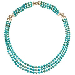 Cartier Art Deco Turquoise Bead Necklace, Convertible to Collar and Bracelet