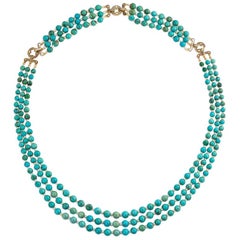 Antique Cartier Art Deco Turquoise Bead Necklace, Convertible to Collar and Bracelet