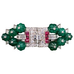 Cartier New York Art Deco Tutti Frutti Doppel-Clip-Brosche