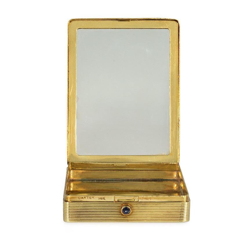 Cartier Art Deco Woven Two-Color Gold Mirrored Compact / Pill Box In Good Condition In New York, NY