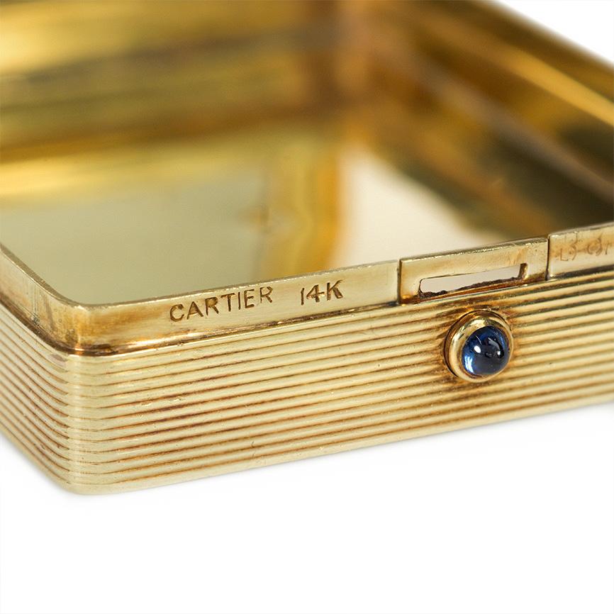 Women's or Men's Cartier Art Deco Woven Two-Color Gold Mirrored Compact / Pill Box