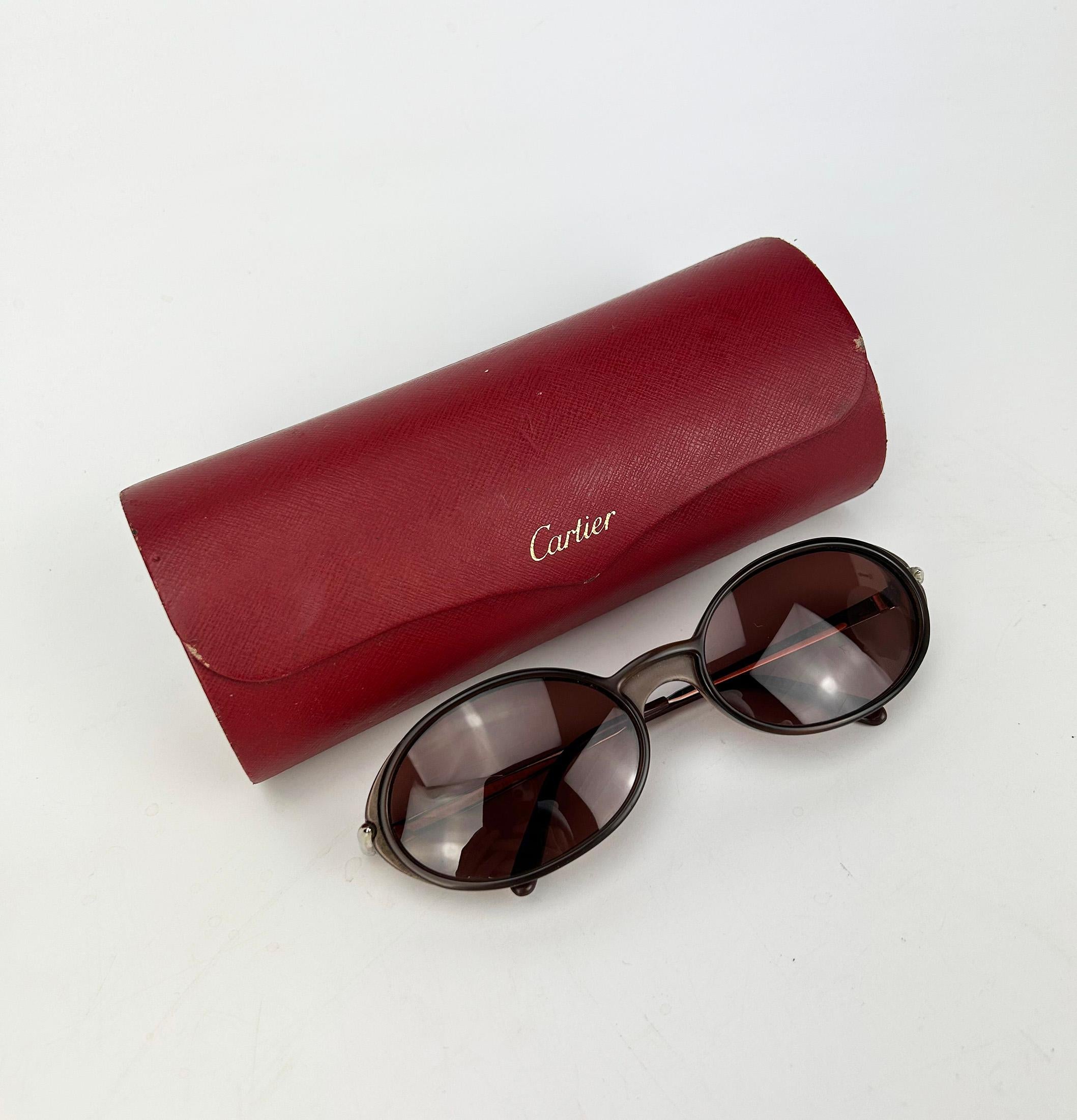 Cartier Aspen Vintage Brown Oval Lens Sonnenbrille c1990s 7