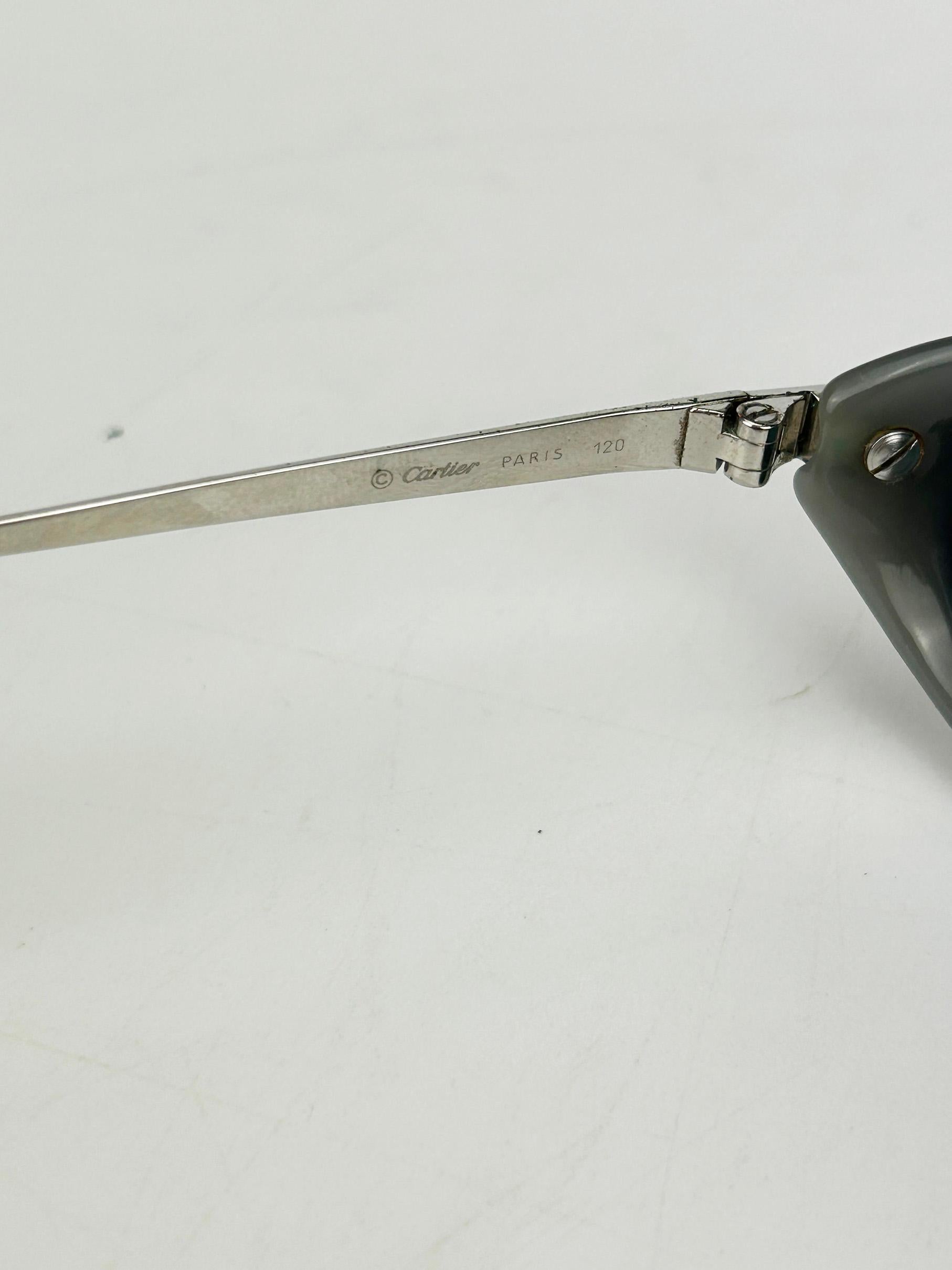 Lunettes de soleil ovales grises vintage Cartier Aspen c1990s en vente 5