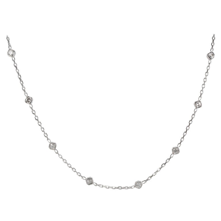Cartier Asscher Diamond Station Necklace in 18 Karat White Gold 1.00 ...