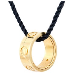 Cartier Astro Love 18 Karat Gelbgold Puzzle Ring Anhänger Halskette
