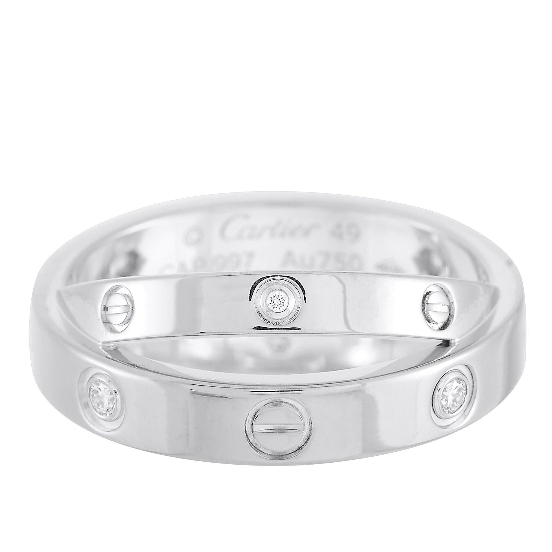 Cartier Astro Love 18 Karat White Gold Diamond Ring In Excellent Condition In Southampton, PA