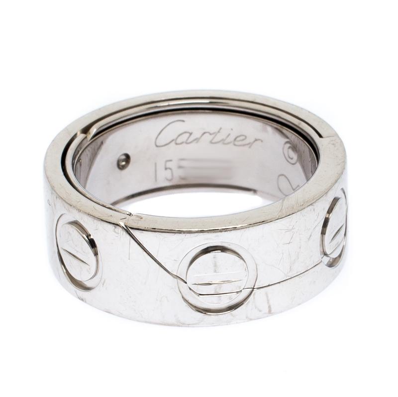 Contemporary Cartier Astro Love 18k White Gold Ring Size 47