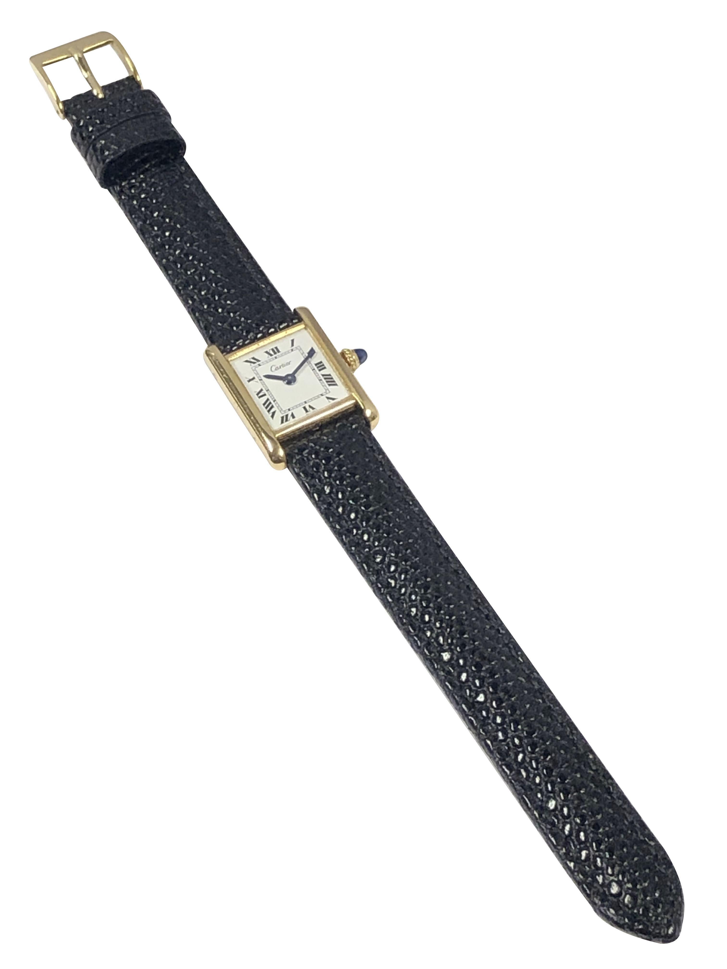 Cartier Audemars Piguet 1970s Yellow Gold Tank Mechanical mid size Wrist Watch For Sale 1