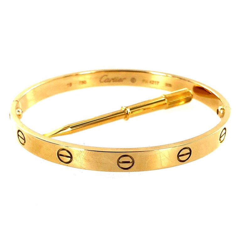Cartier Authentic Love 18 Karat Yellow Gold Bracelet at 1stdibs