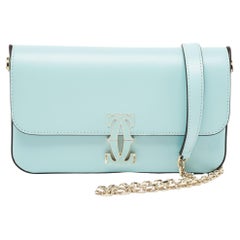 Cartier Baby Blue Leather Mini C De Cartier Chain Bag