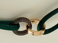Cartier Baby Love Bracelet - 18K Rose Gold, Diamond & Black Ceramic, Cotton Cord