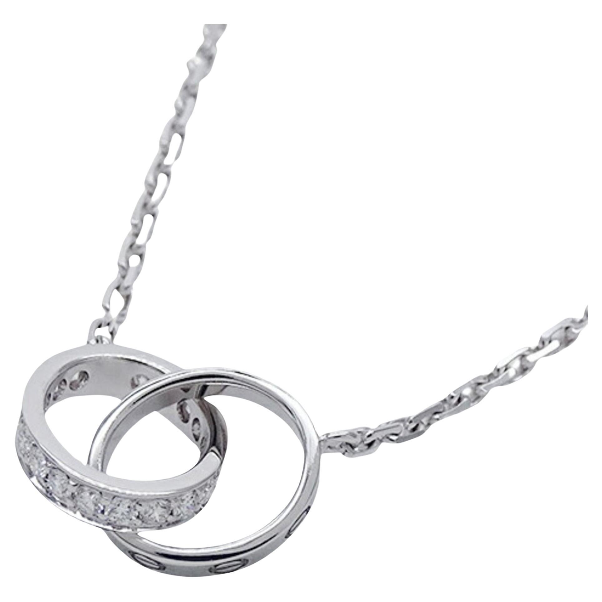Cartier Baby Love Diamond Necklace in White Gold For Sale