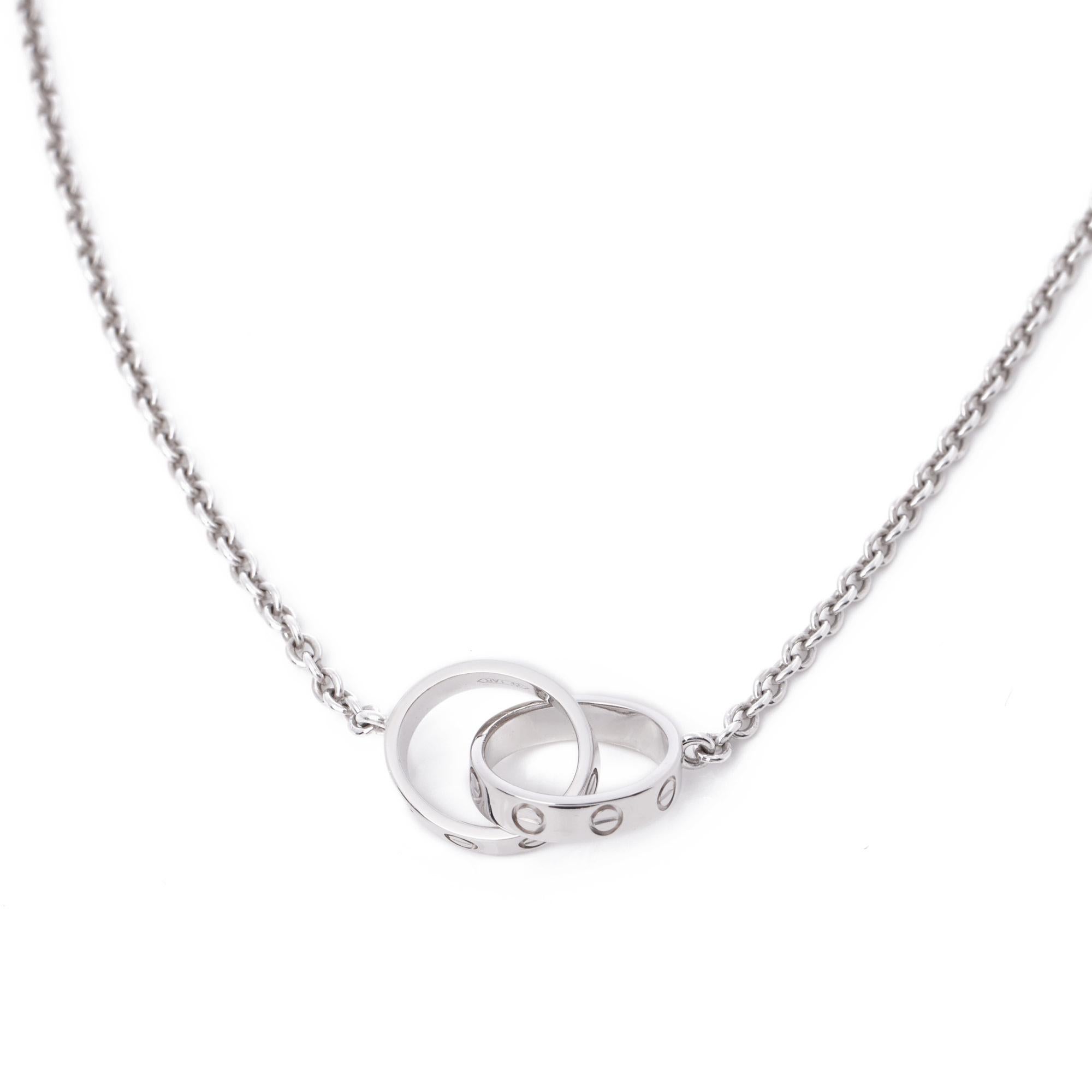 cartier 18k white gold baby love pendant necklace